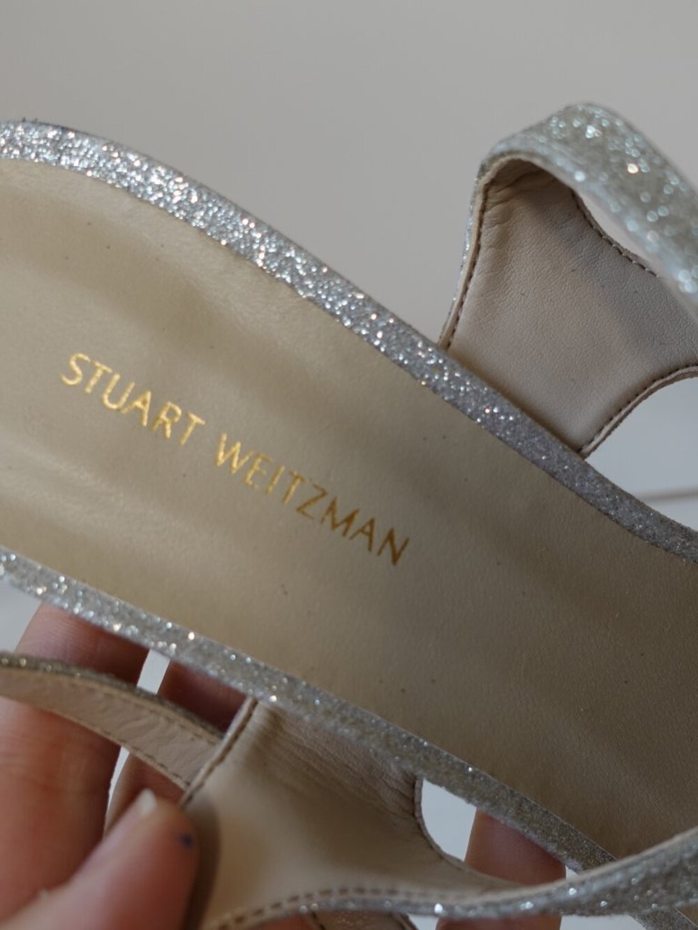 Stuart Weitzman Align 95 Glitter Stiletto Sandals Size 8 Brand New! - Picture 9 of 9